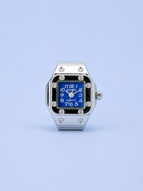 CHRONMAT RING SILVER BLUE