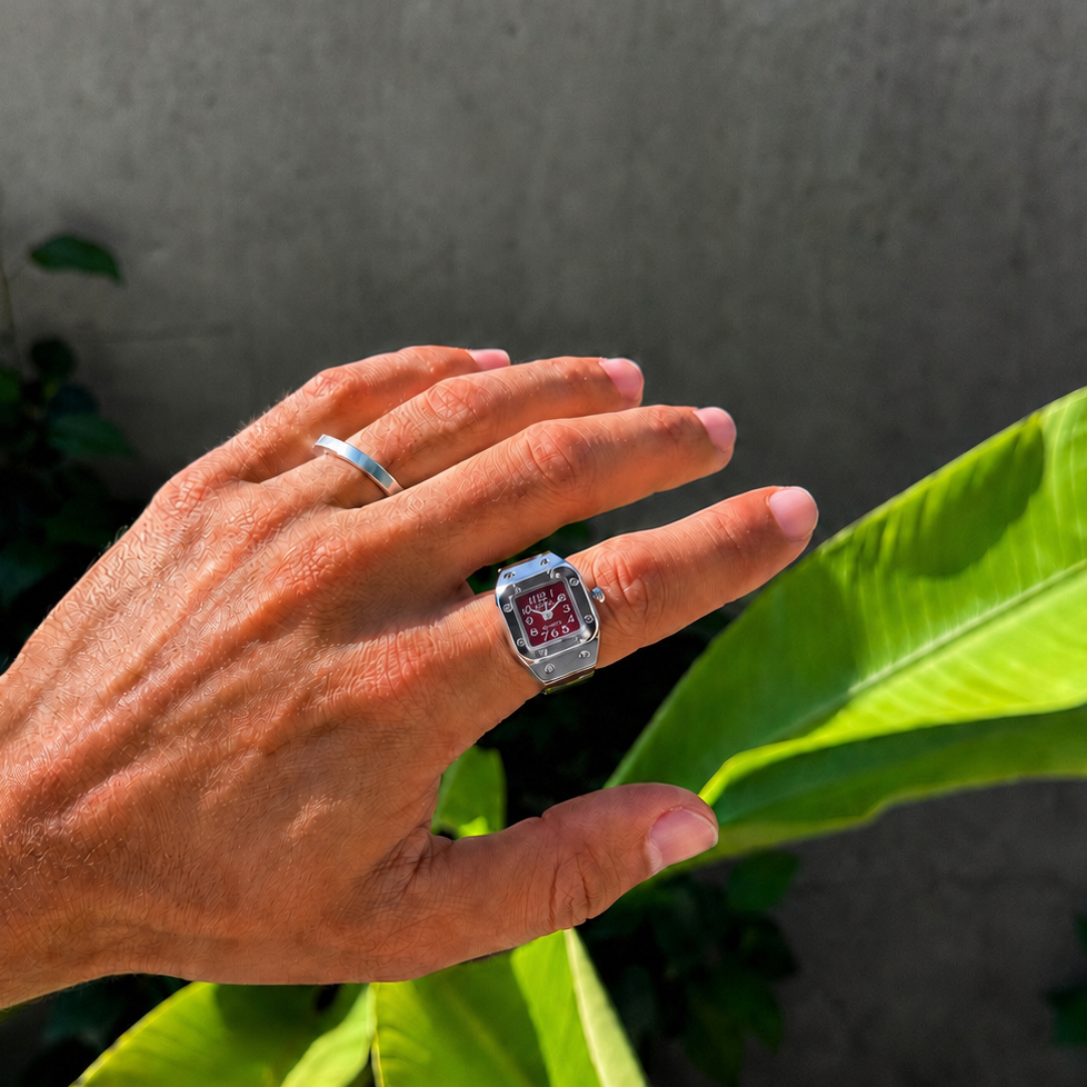 CHRONMAT RING SILVER RED