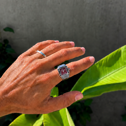 CHRONMAT RING SILVER RED