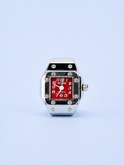 CHRONMAT RING SILVER RED