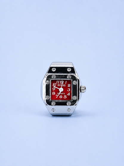 CHRONMAT RING SILVER RED
