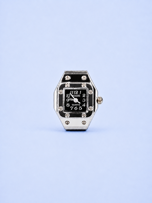 CHRONMAT RING SILVER BLACK