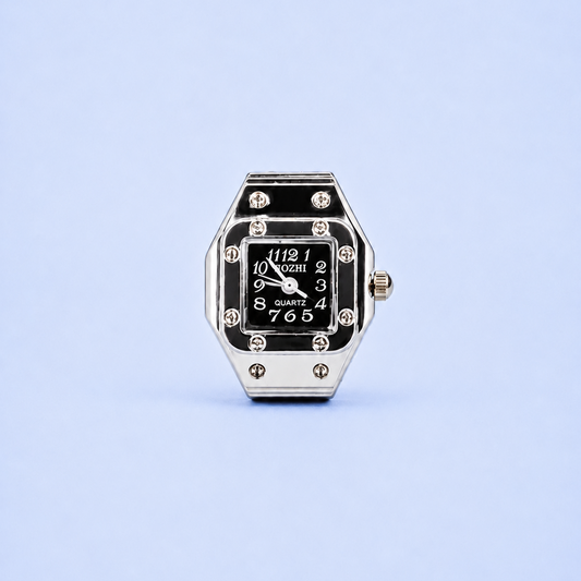 CHRONMAT RING SILVER BLACK