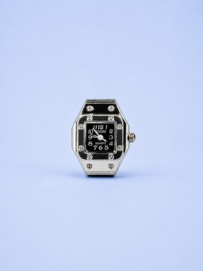 CHRONMAT RING SILVER BLACK